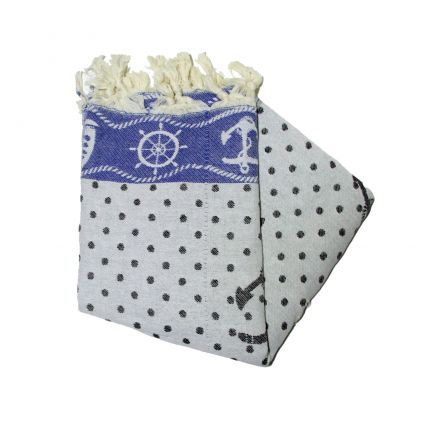 Fouta jacquard ncora marinha preto