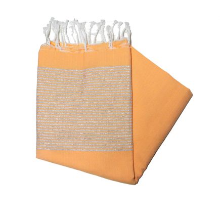 Fouta Lurex laranja prateada plana