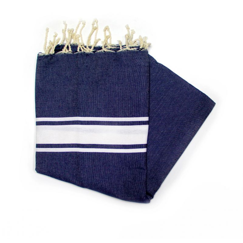 Fouta Essaouira azul marinho