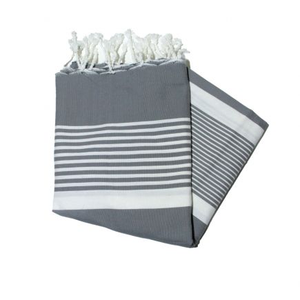 Flat Fouta Bizerte medium gray striped