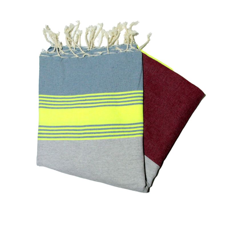 Fouta piatto Tozeur Azurin giallo grigio e bordeaux