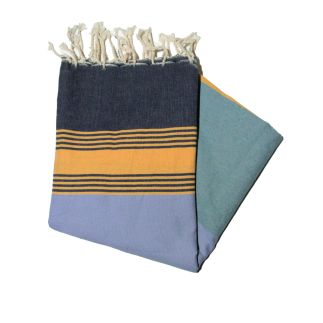 Fouta plana Tozeur azul marino cielo amarillo y verde los coloridos