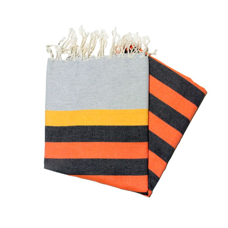 Kerouan gray flat fouta, anthracite saffron & orange