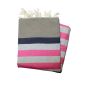 Flaches Fouta von Kerouan in Taupe, Marineblau, Grau und Fuchsia