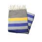 Fouta plana Kerouan topo, amarillo, gris y azul griego