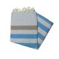 Fouta piatto Kerouan grigio, avana e blu ghiaccio