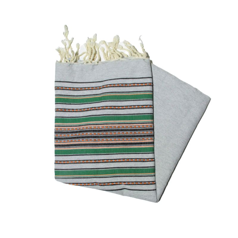 Berber fouta cinza verde e laranja