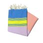 Flaches Fouta Tozeur in Blau, Gelb, Rosa und Lachs