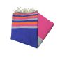 Flaches Fouta-Sousse in griechischem Blau, Orange, Fuchsia und Grau