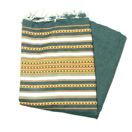 Fouta berbère vert pinede, orange & blanc