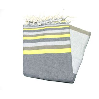 Fouta flach Sousse mittelgrau, hellgrau, hellbraun und gelb