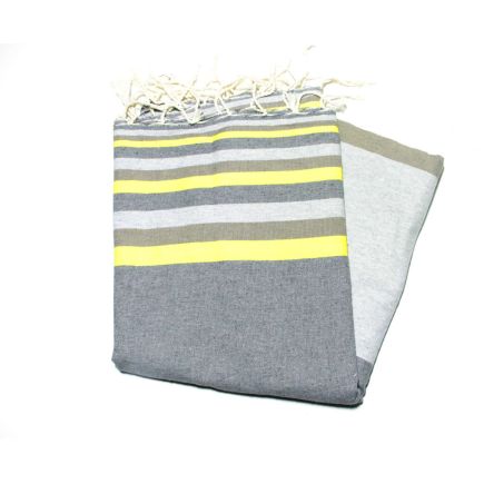 Fouta flat sousse medium gray, light gray, tan & yellow