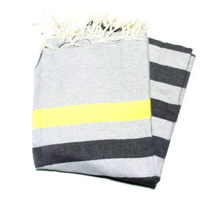 Kerouan fouta piatto grigio chiaro, giallo fluorescente e antracite