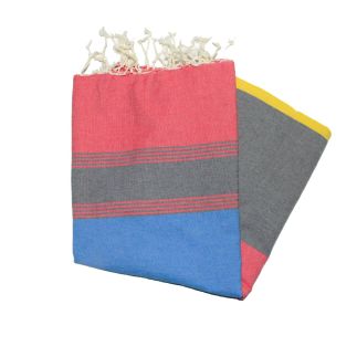 Flat Tozeur fouta in blue, grey and red