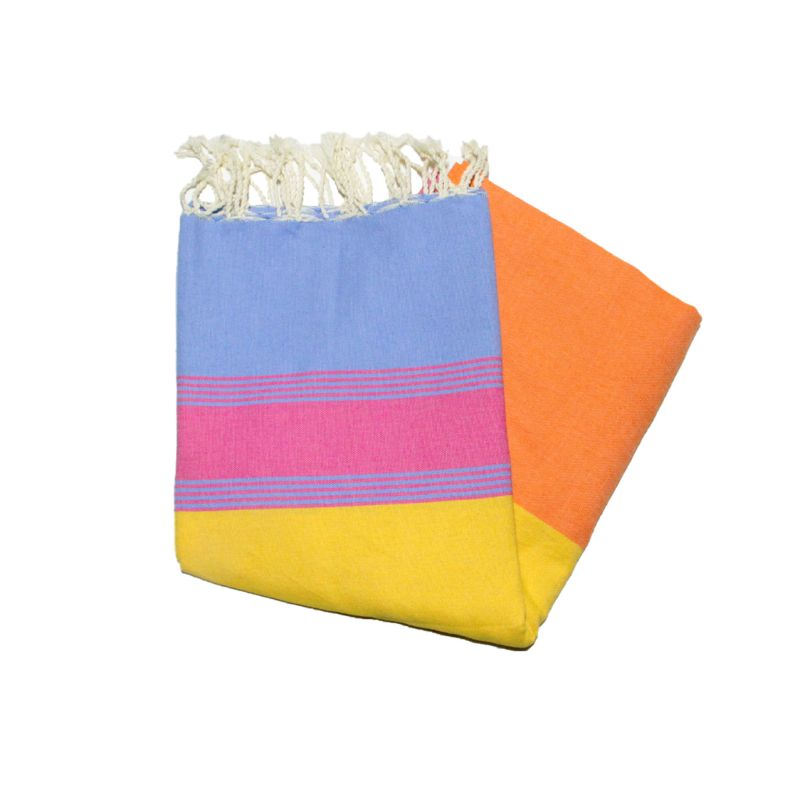 Tozeur Flat Fouta Safran, Fuchsia und Blau