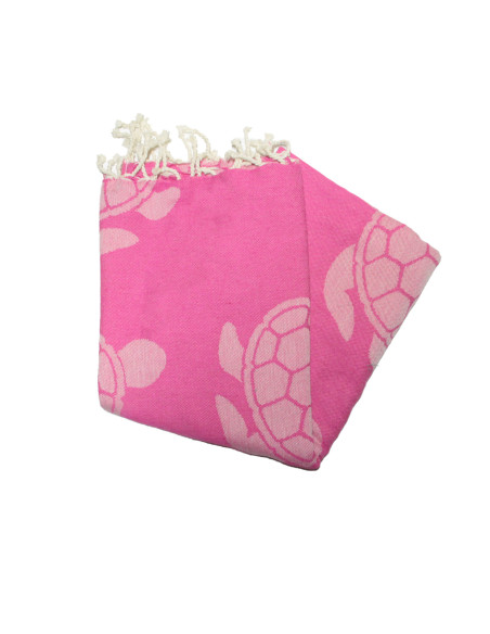 Fouta jacquard tartaruga azul roxo cinzento