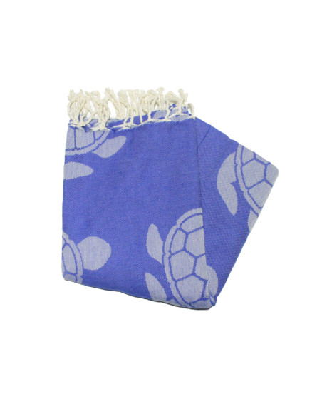 fouta jacquard tortuga azul morado y gris
