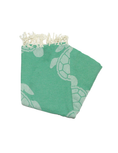 fouta jacquard tortuga azul morado y gris