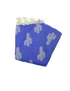 Fouta jacquard tartaruga azul roxo cinzento