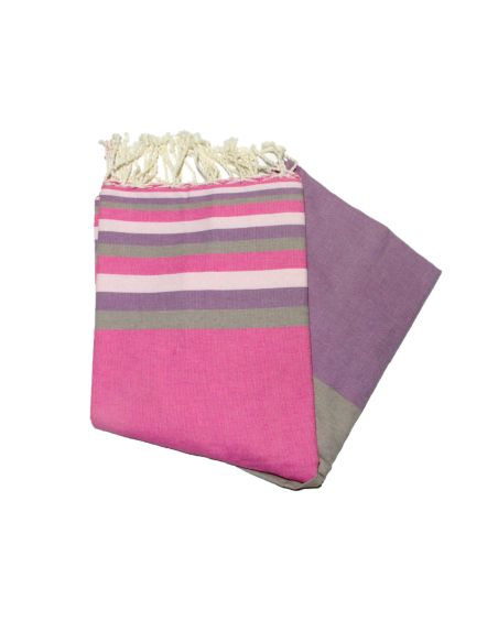 Fouta plana sousse lila, violeta, gris medio y menta
