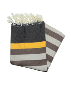 Fouta plana de Kerouan em fúcsia, cinzento e preto