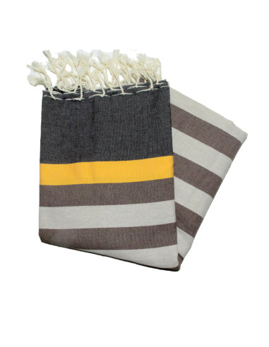 Fouta plana de Kerouan en fucsia, gris y negro