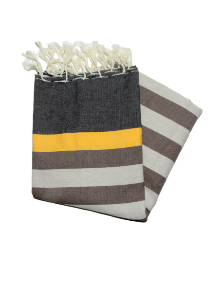 Fouta plana de Kerouan em fúcsia, cinzento e preto
