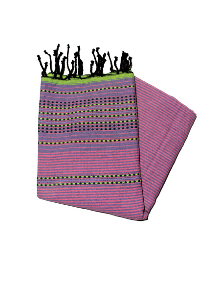 Fouta bereber verde brillante y fucsia