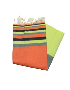 Fouta plate sousse rose gris anis & turquoise