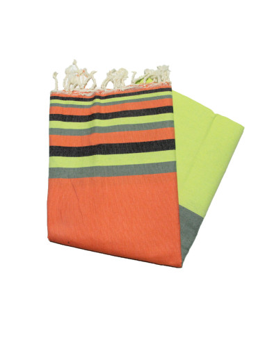 Flat Fouta from Sousse in pink, aniseed grey and turquoise