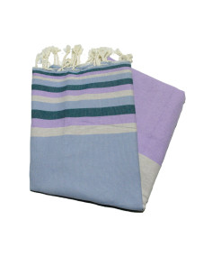 Flat Fouta from Sousse in fuchsia, black, brown and white