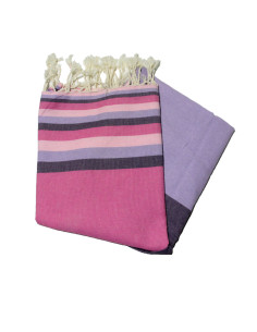 Fouta plana de Soussa em laranja, antracite, açafrão e cinzento