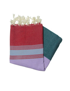 Flaches Fouta-Tuch aus Tozeur in Safran, Orange und Grün