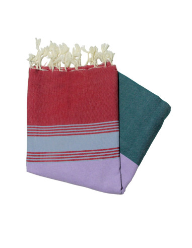 Fouta piatta di Tozeur, color zafferano, arancione e verde
