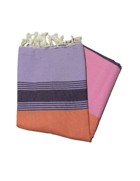Fouta piatta di Tozeur blu oceano, grigio chiaro e lavanda