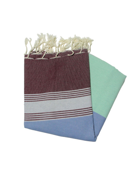 Fouta piatta di Tozeur beige, grigio, turchese e lilla
